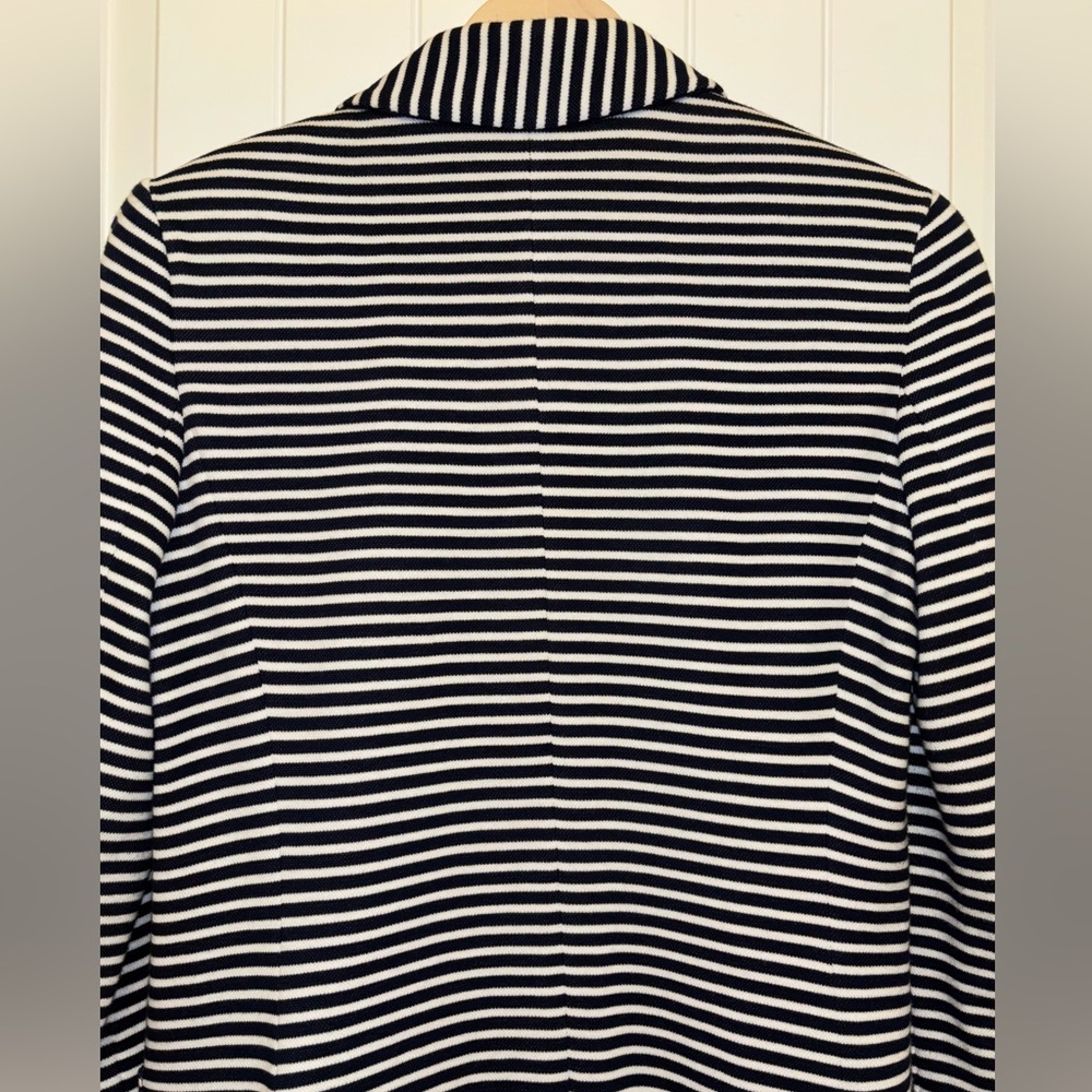 Lauren Ralph Lauren Blue & White Striped Cotton Blend Blazer Medium - Picture 9 of 10